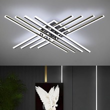Modern Dimmable Led Ceiling Chandelier Black Gold Minimalist Decor for Bedroom Living Room Hall Lusters Fixture Indoor Lighting